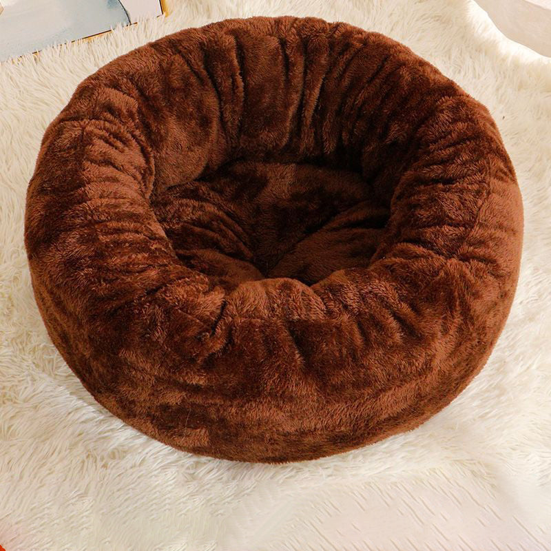 Washable Round Pet Bed Soft Doughnut Cushion For Medium Pets