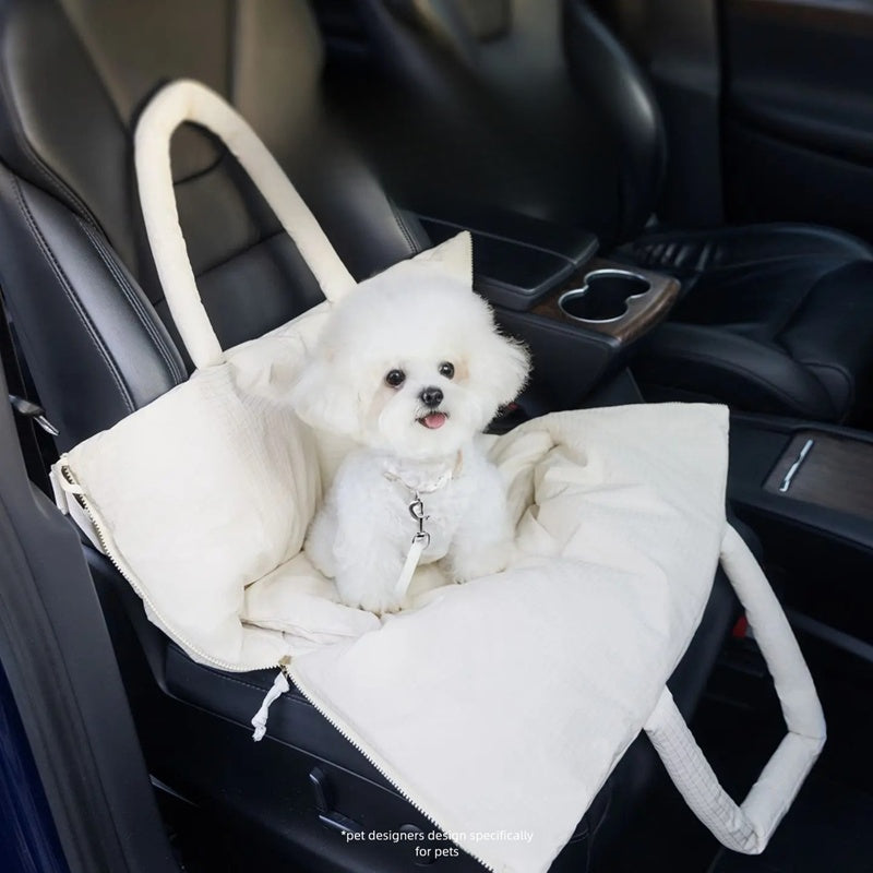 Adjustable Pet Car Seat Carrier With Safety Leash For Small Pets