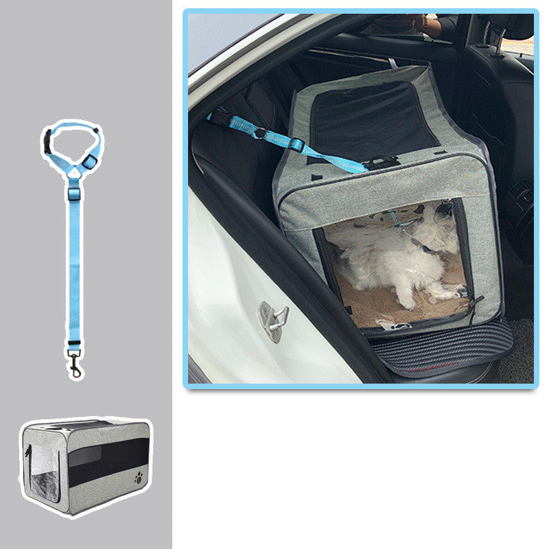 Portable Folding Pet Travel Carrier Bag With Safety Zippers