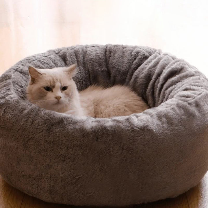 Washable Round Pet Bed Soft Doughnut Cushion For Medium Pets