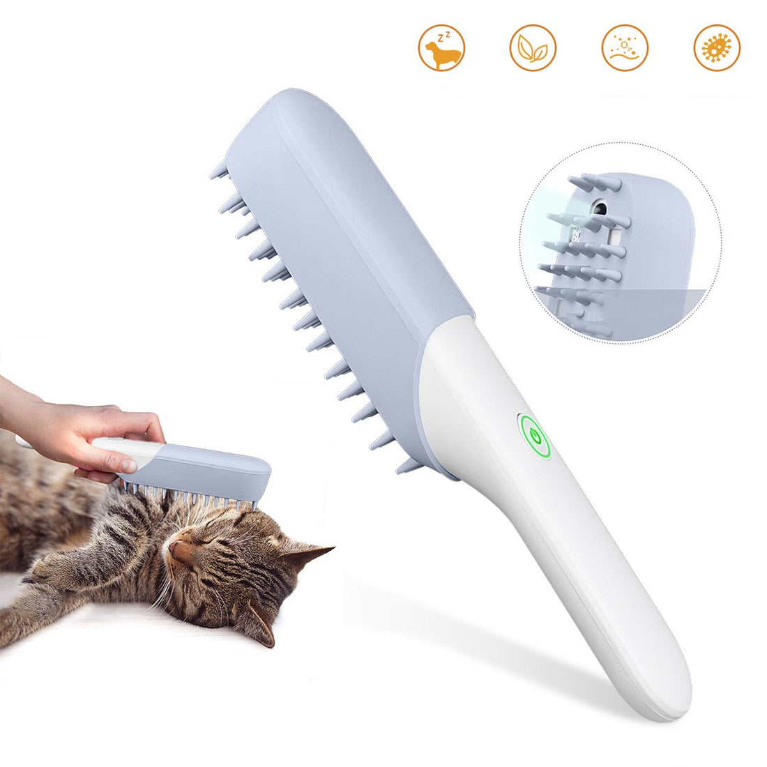 Pet Silicone Grooming Brush With Massage And Fur Removal Comb