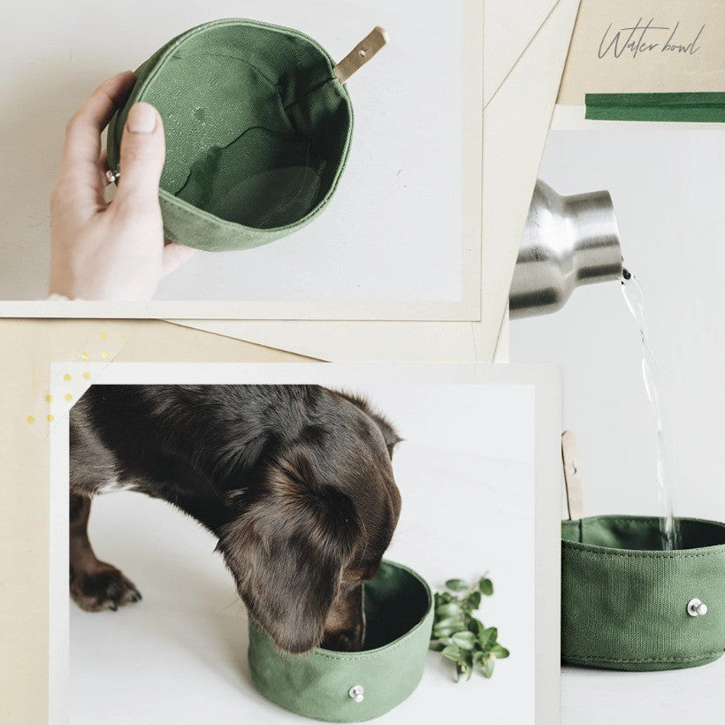 Portable Folding Pet Bowl Canvas Travel Feeding Water Dish