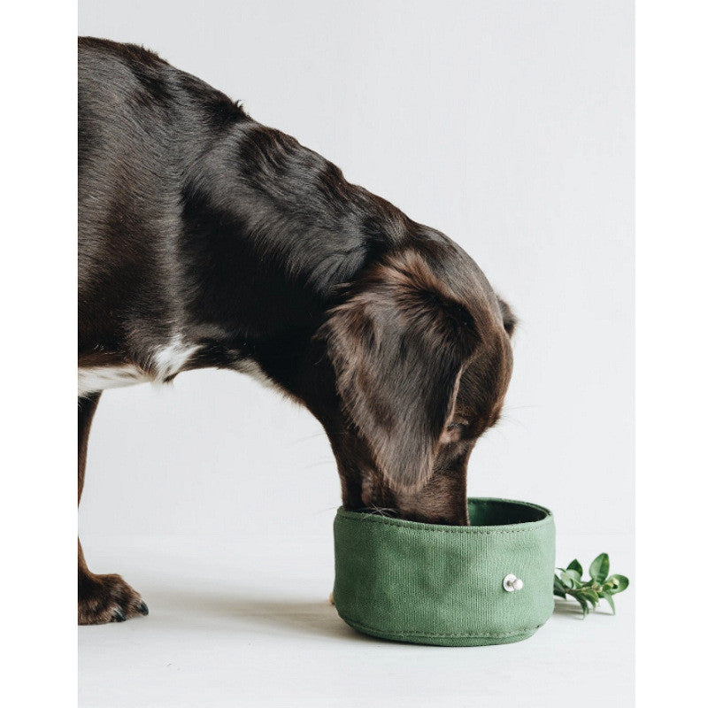 Portable Folding Pet Bowl Canvas Travel Feeding Water Dish