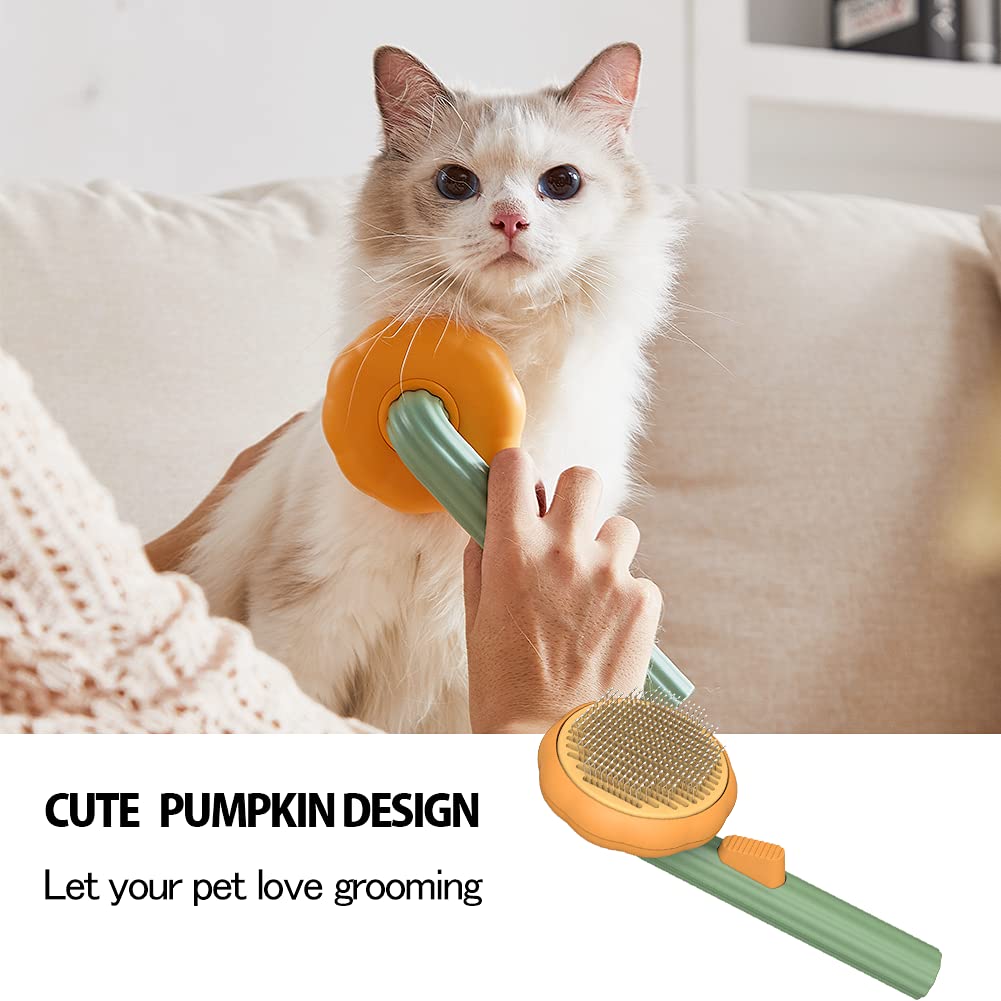 Pet Pumpkin Self-Cleaning Slicker Brush For Grooming Fur