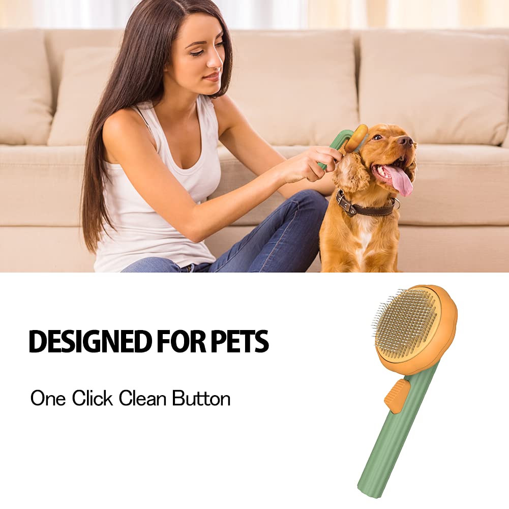 Pet Pumpkin Self-Cleaning Slicker Brush For Grooming Fur