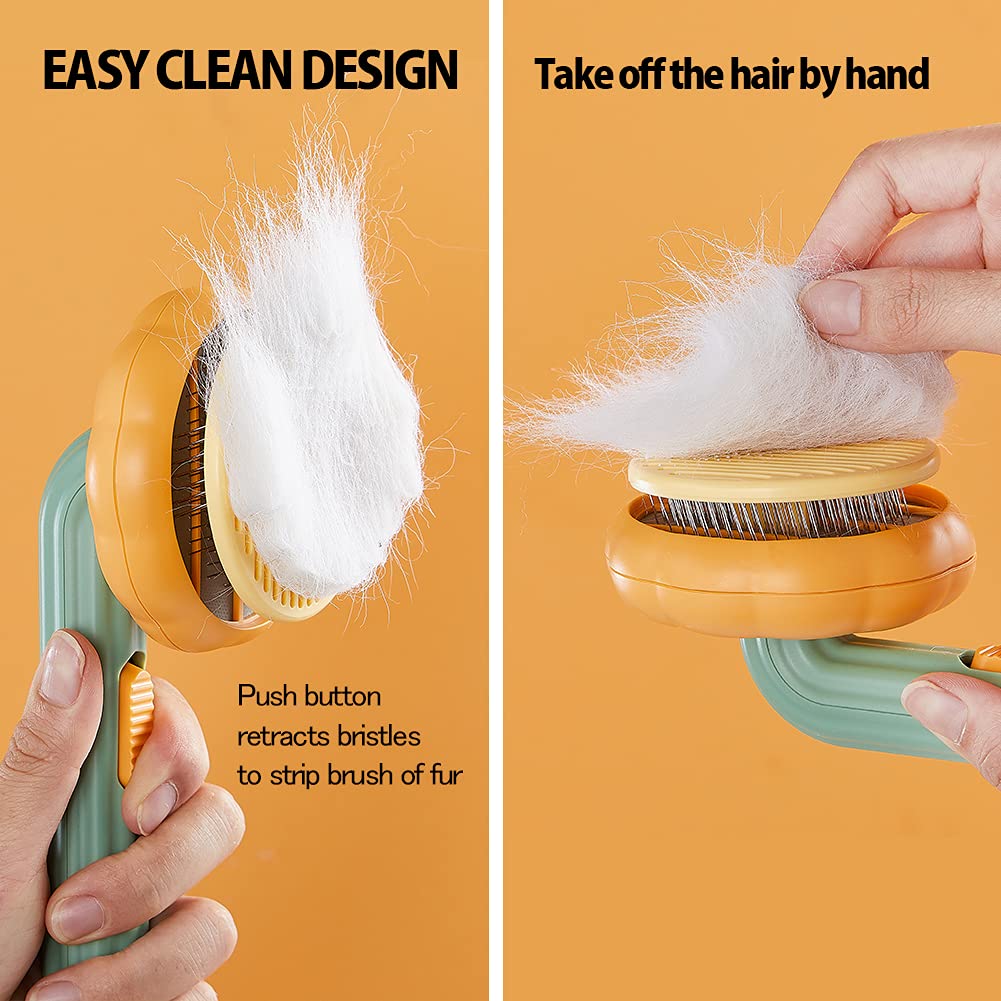 Pet Pumpkin Self-Cleaning Slicker Brush For Grooming Fur
