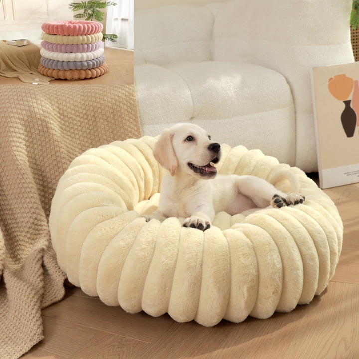 Plush Round Pet Bed Soft Warm Cushion Nest For Winter