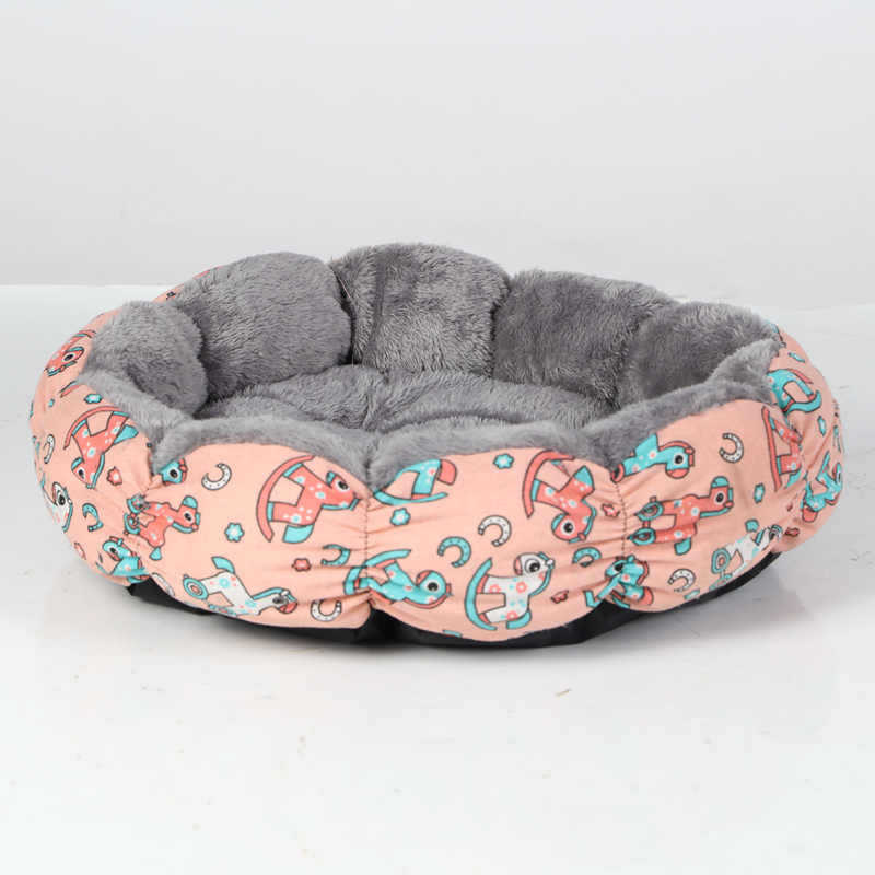 Calming Round Fluffy Pet Bed Soft Donut Cushion For Small Pets
