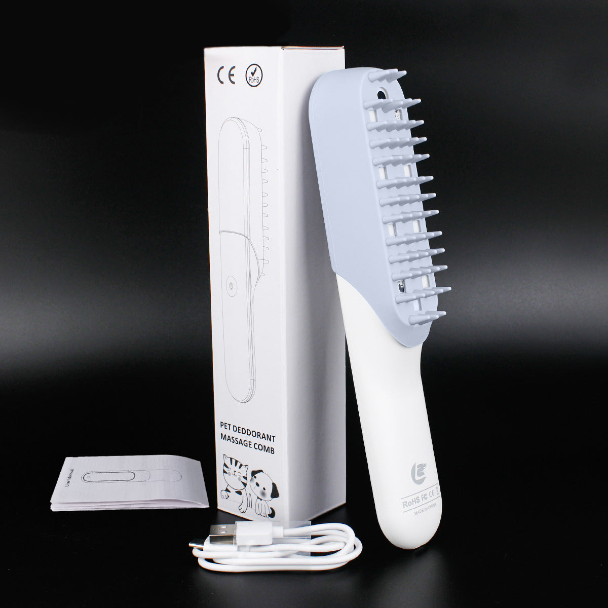 Pet Silicone Grooming Brush With Massage And Fur Removal Comb