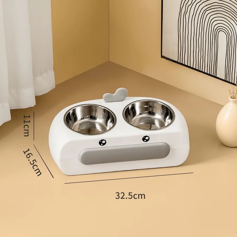 Duck Design Pet Double Bowl Food And Water Feeding Tray