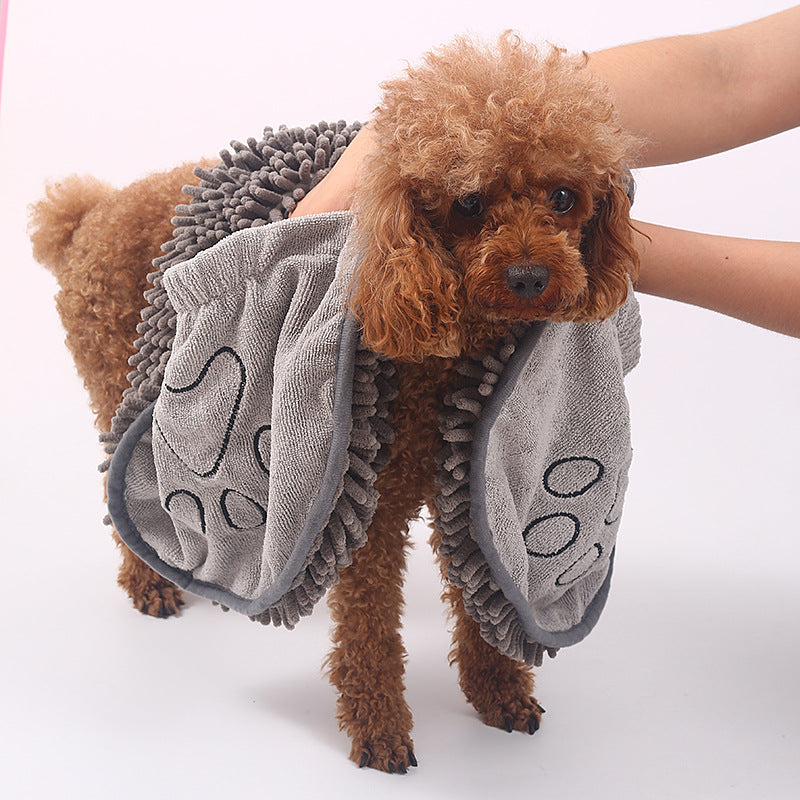Pet Chenille Bath Towel Soft Absorbent Pet Towel