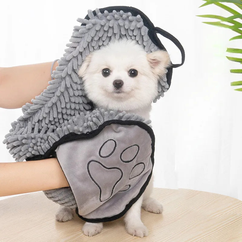 Super Absorbent Microfiber Pet Towel Quick-Dry Washable with Hand Pockets