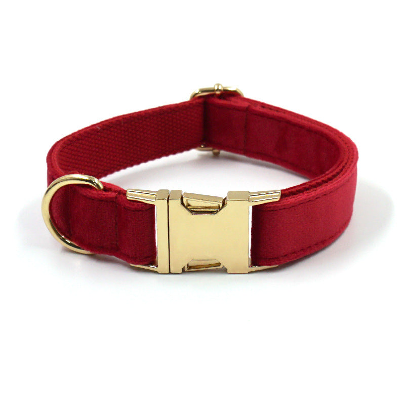 Dark Grey Velvet Pet Collar With Leash