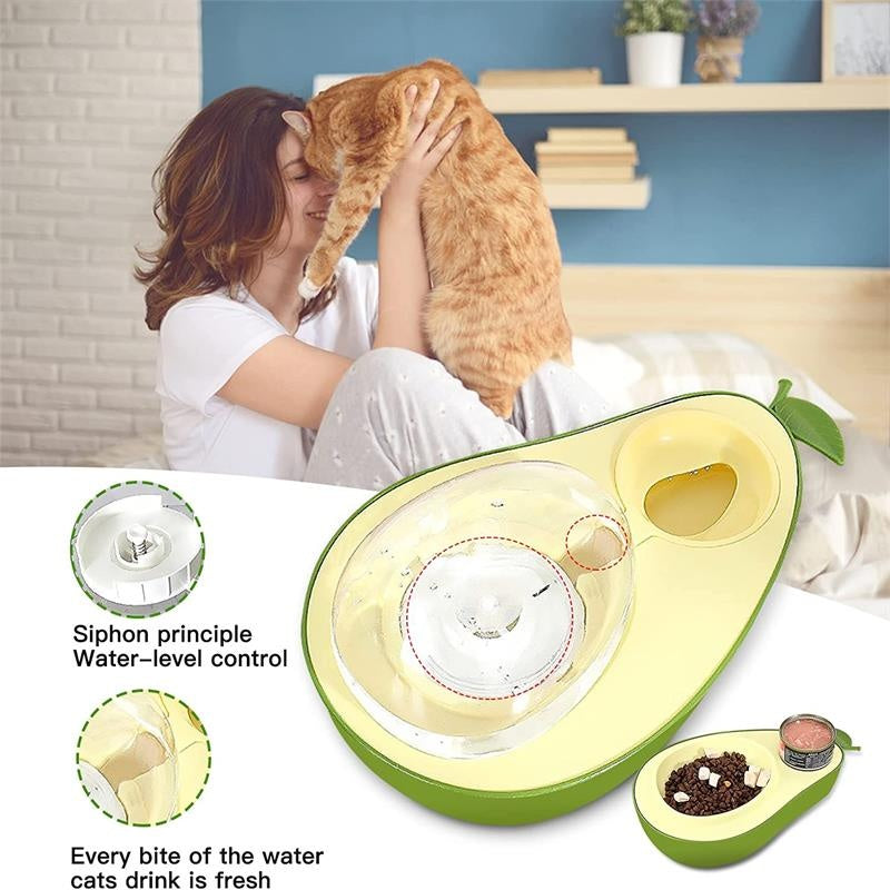 Avocado Shape Pet Automatic Water Bottle Slow Feeding Bowl