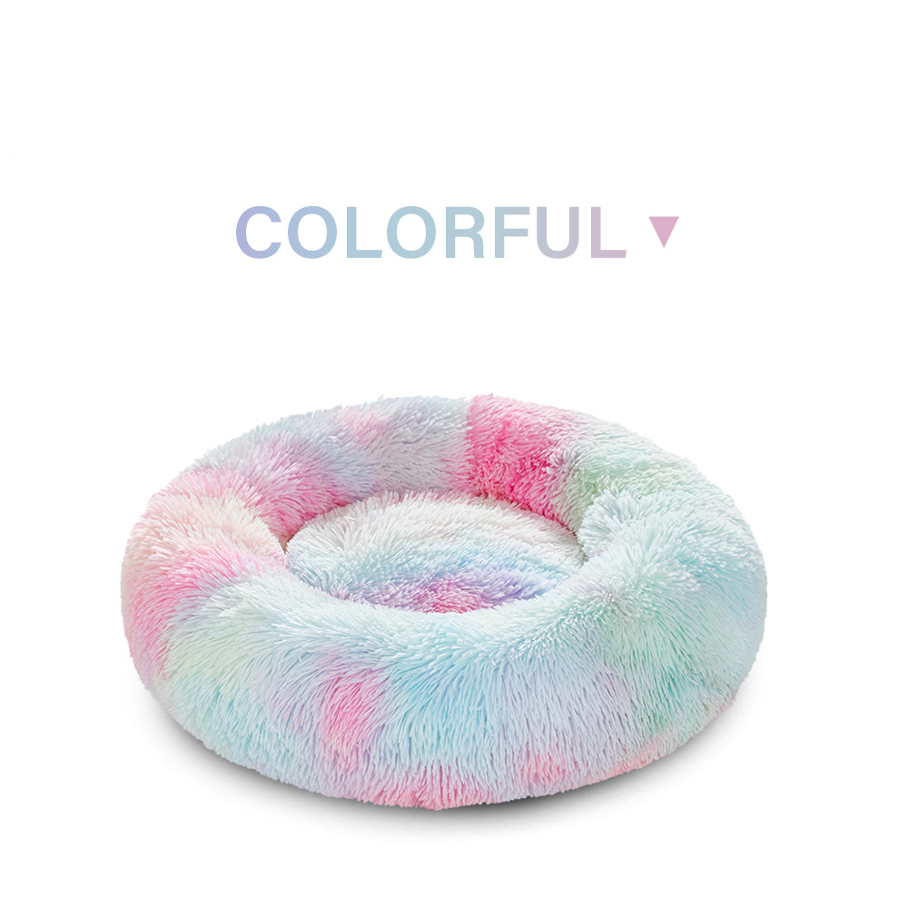 Washable Round Pet Bed Soft Doughnut Cushion For Medium Pets