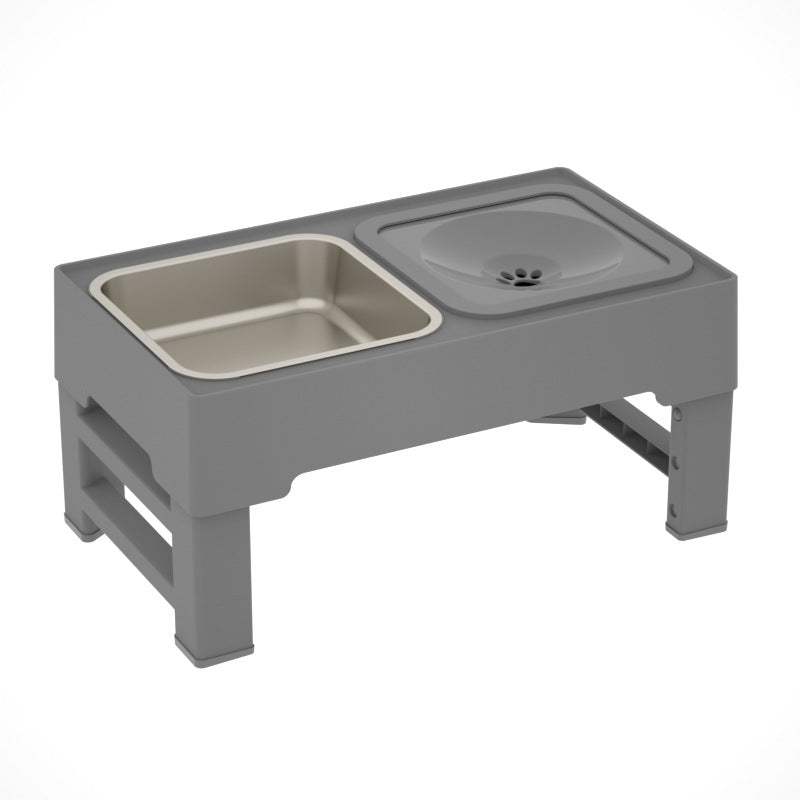Adjustable Elevated Pet Double Bowl Stainless Steel Feeding Stand