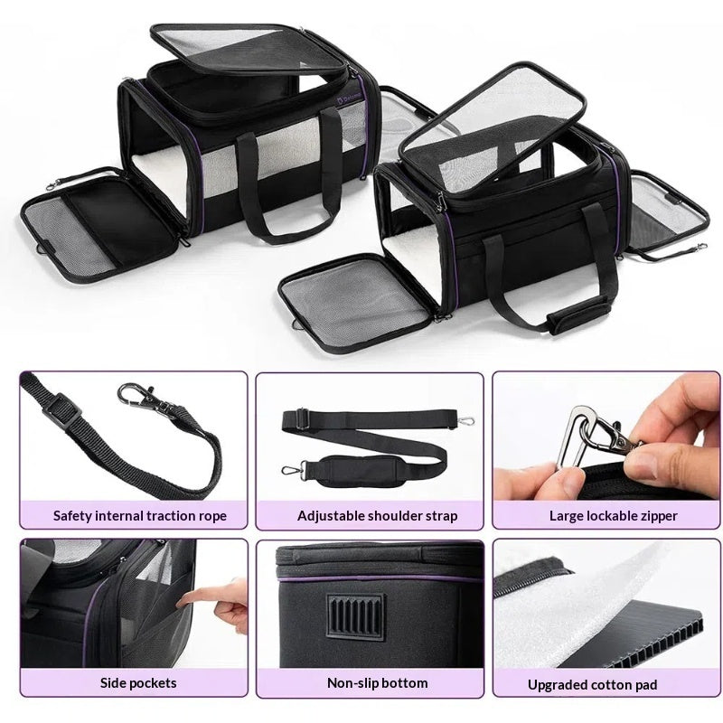 Portable Expandable Pet Travel Carrier Soft Bag For Flights
