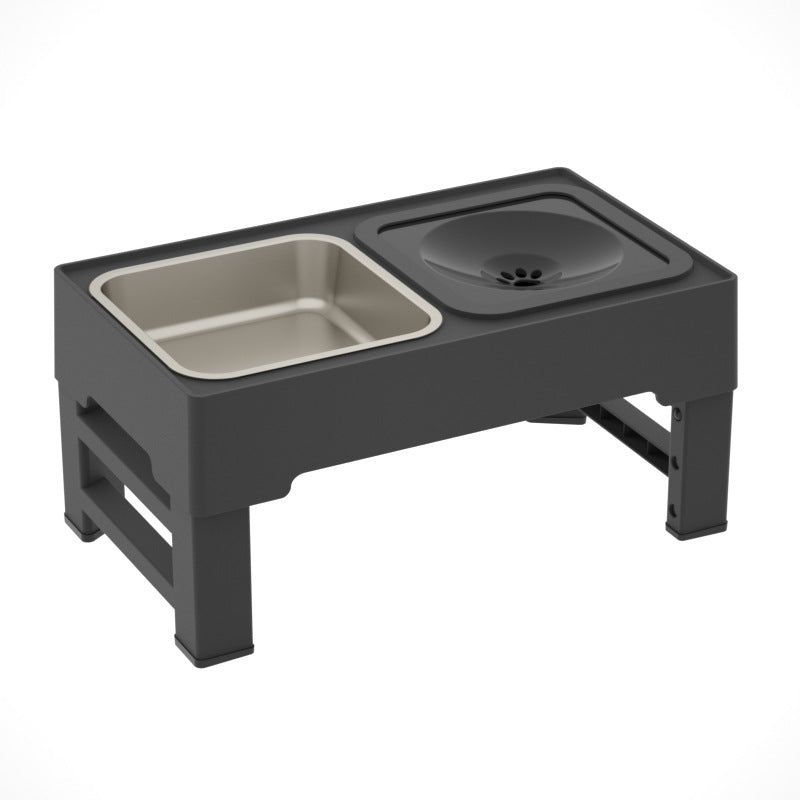 Adjustable Elevated Pet Double Bowl Stainless Steel Feeding Stand
