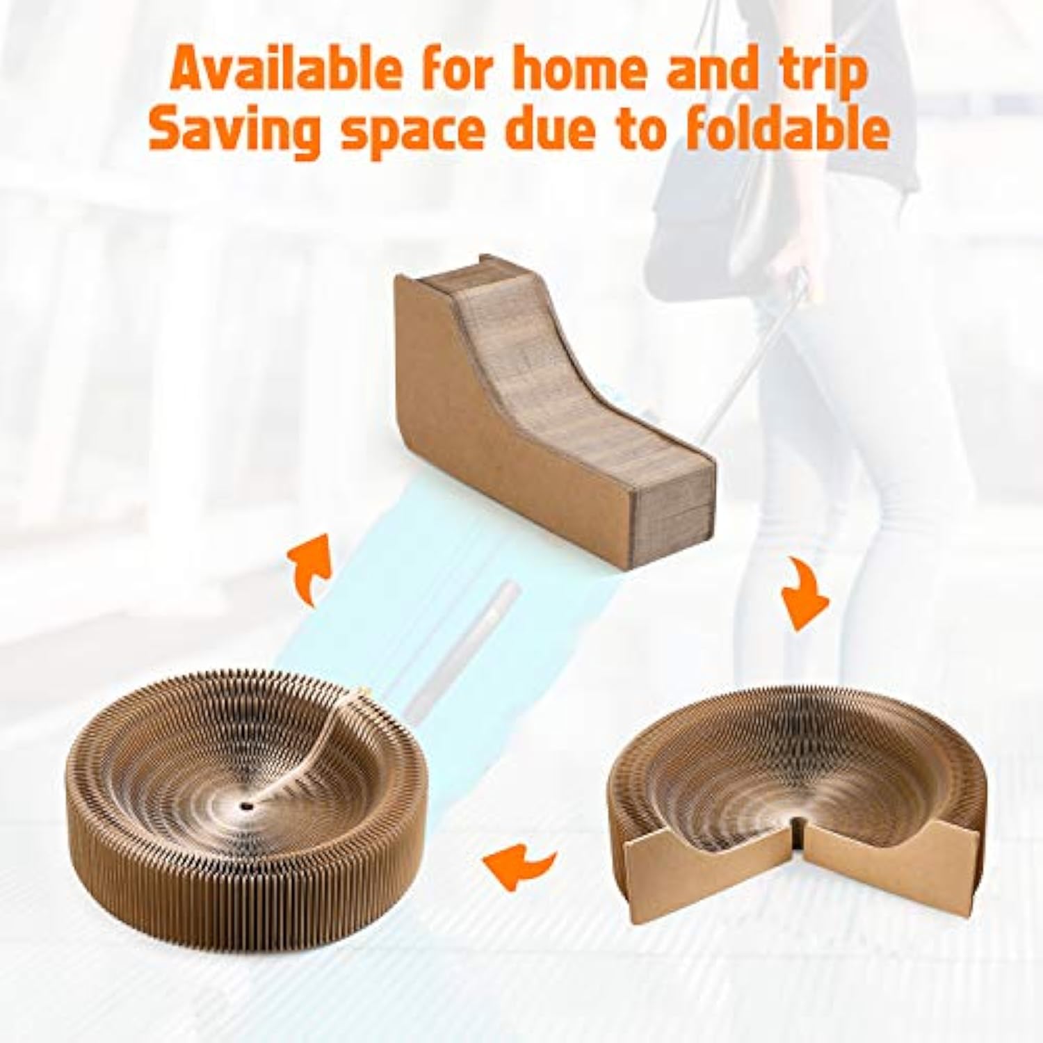 Collapsible Round Pet Scratcher Bed Cardboard Lounge Cushion Nest