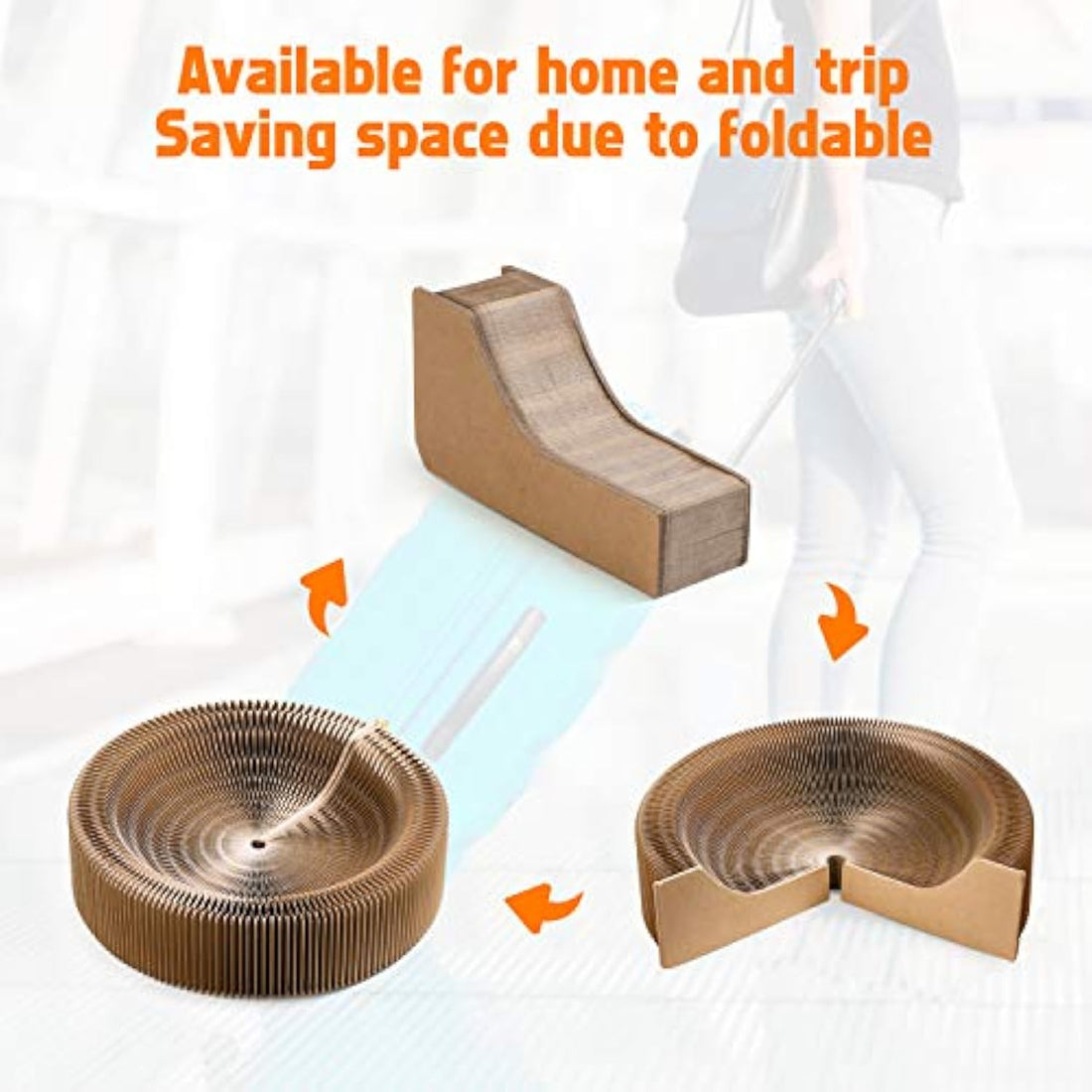Collapsible Round Pet Scratcher Bed Cardboard Lounge Cushion Nest