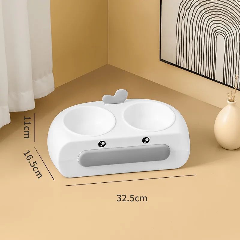 Duck Design Pet Double Bowl Food And Water Feeding Tray