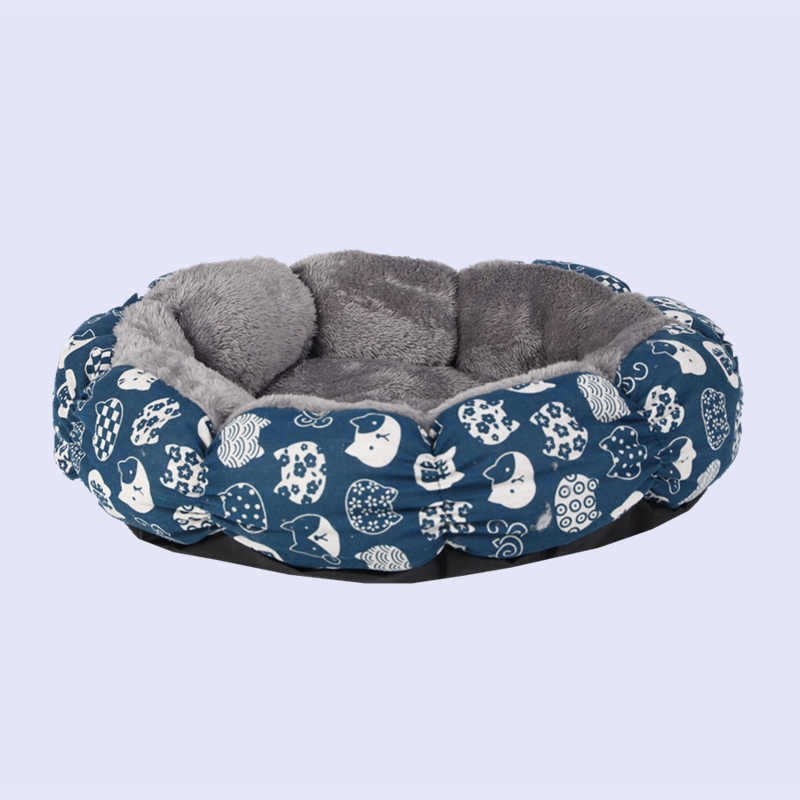 Calming Round Fluffy Pet Bed Soft Donut Cushion For Small Pets