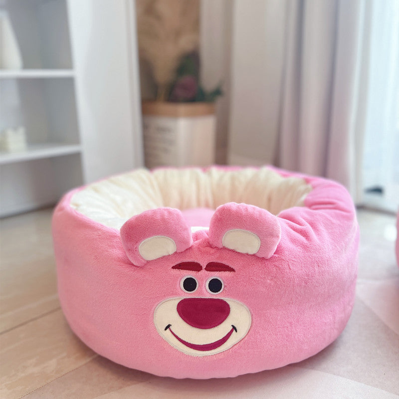 Plush Round Pet Bed Soft Cushion Four Seasons Universal Nest