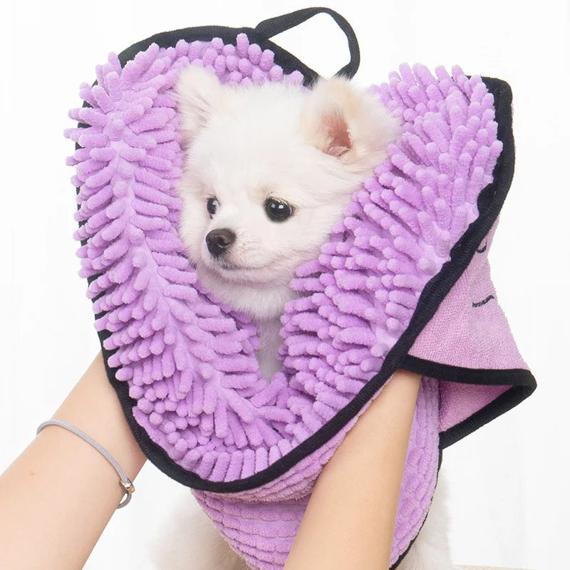 Super Absorbent Microfiber Pet Towel Quick-Dry Washable with Hand Pockets