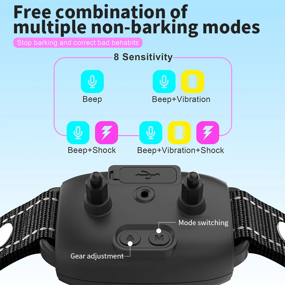 Smart Anti Barking Rechargeable Training Collar Waterproof HD Display