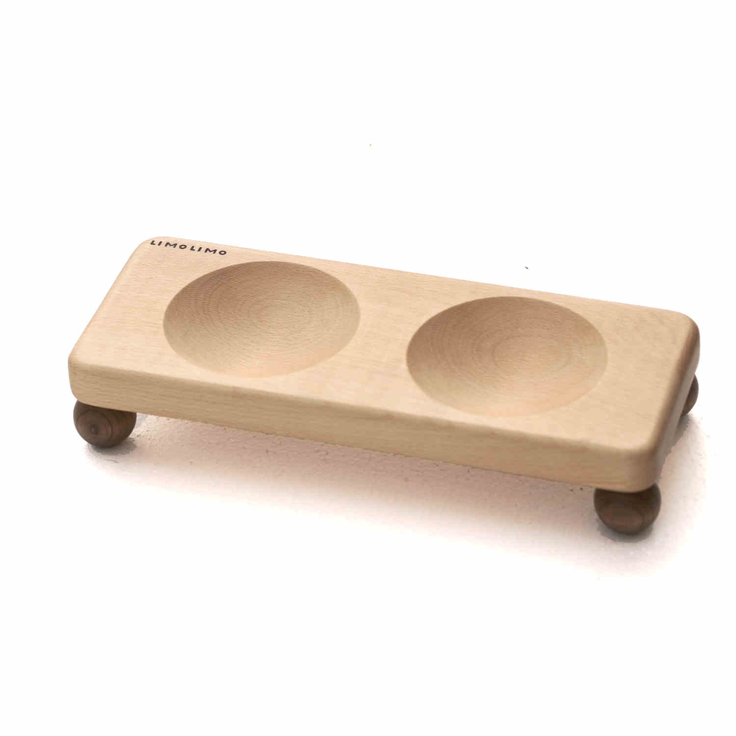 Solid Wood Pet Bowl Ceramic Feeding Dish
