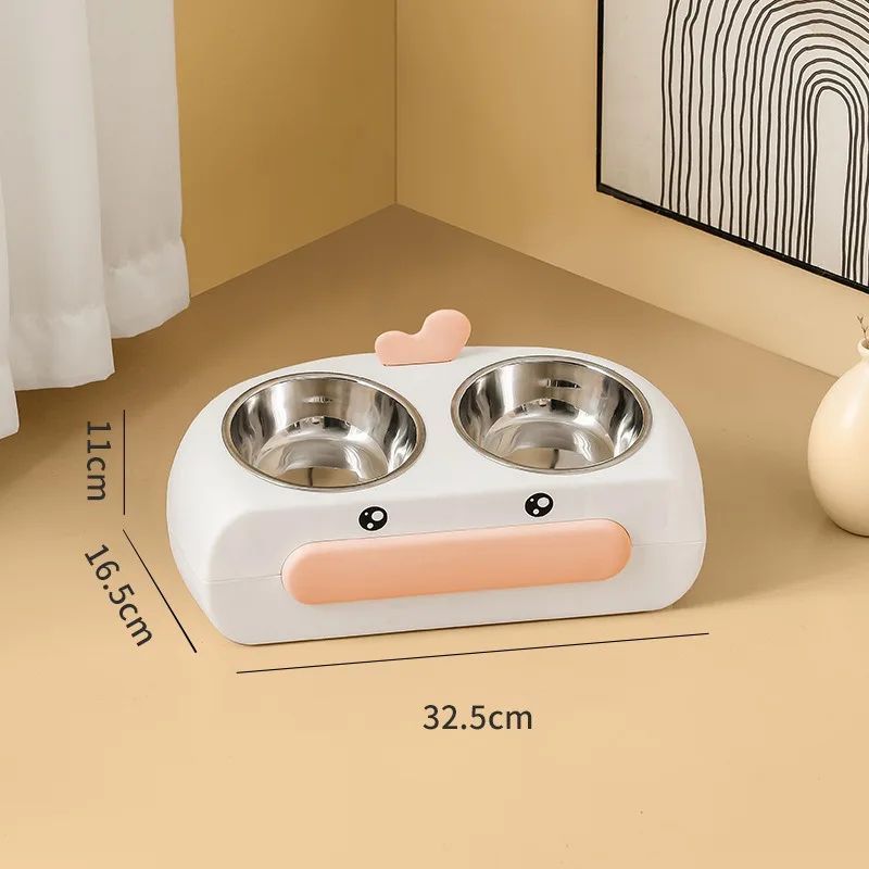Duck Design Pet Double Bowl Food And Water Feeding Tray