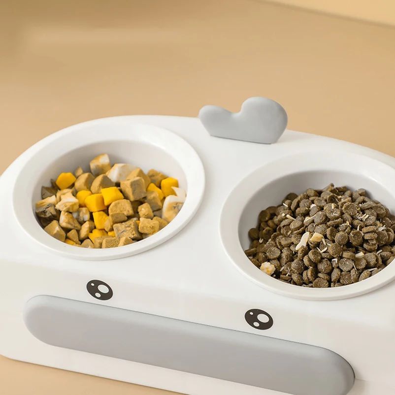 Duck Design Pet Double Bowl Food And Water Feeding Tray