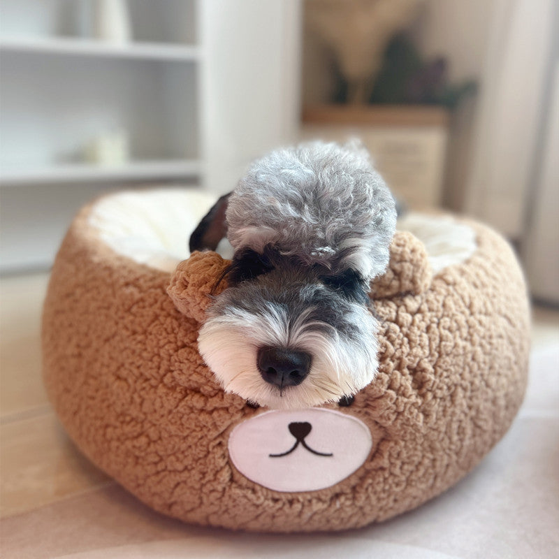 Plush Round Pet Bed Soft Cushion Four Seasons Universal Nest
