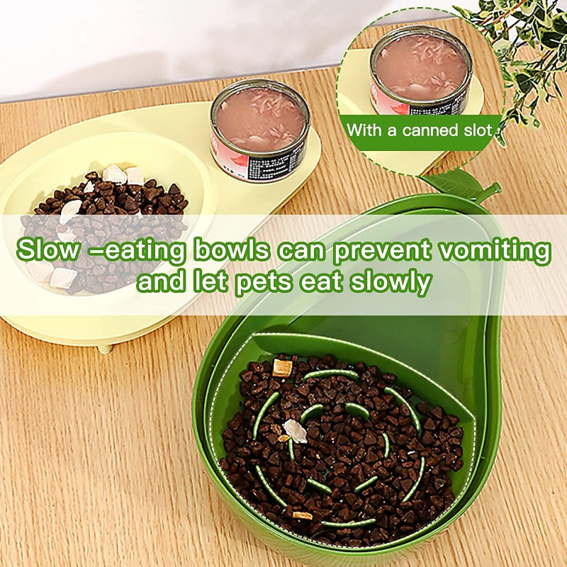 Avocado Shape Pet Automatic Water Bottle Slow Feeding Bowl