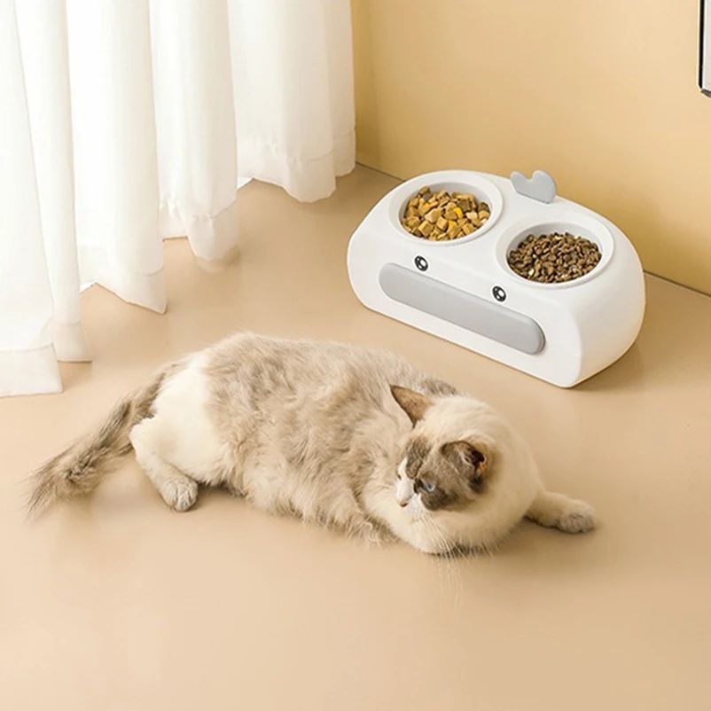 Duck Design Pet Double Bowl Food And Water Feeding Tray