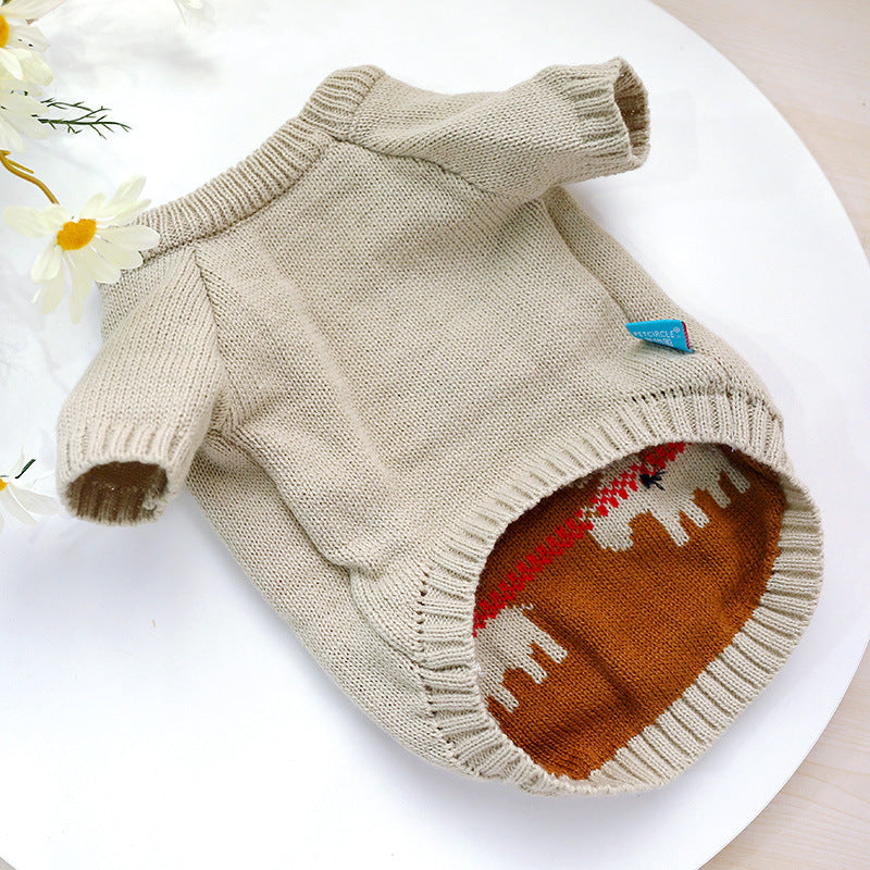 Festive Pet Christmas Sweater Warm Holiday Knit Wear