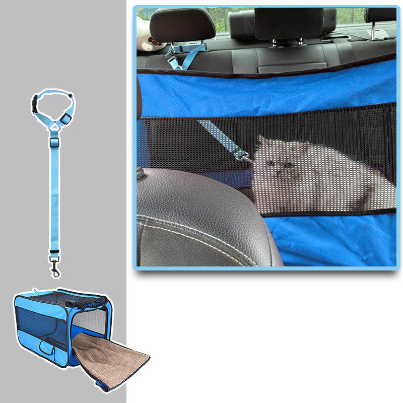 Portable Folding Pet Travel Carrier Bag With Safety Zippers