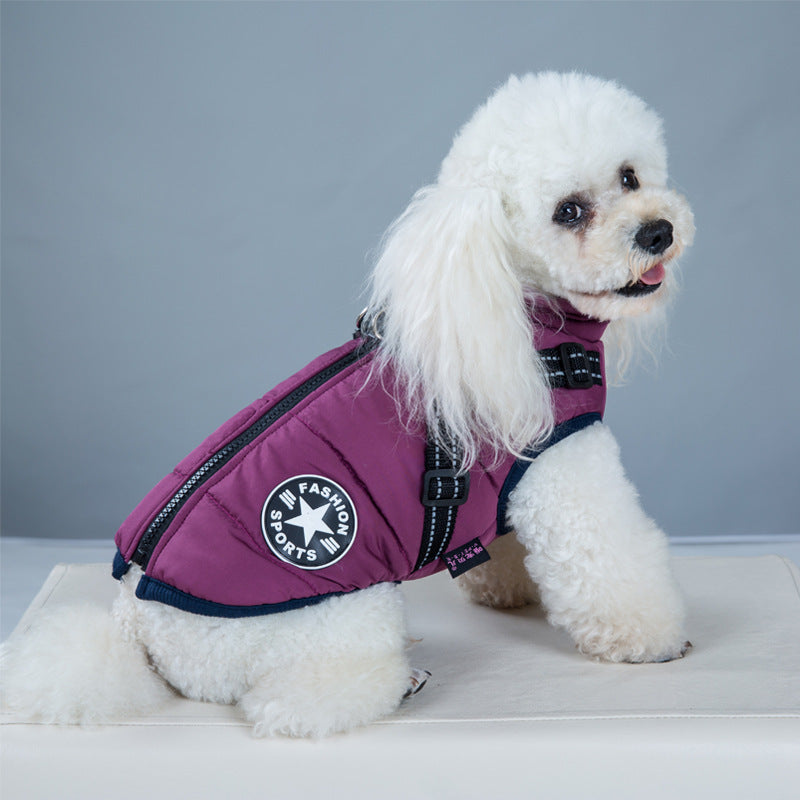 Waterproof Winter Pet Coat With Harness Warm Jacket