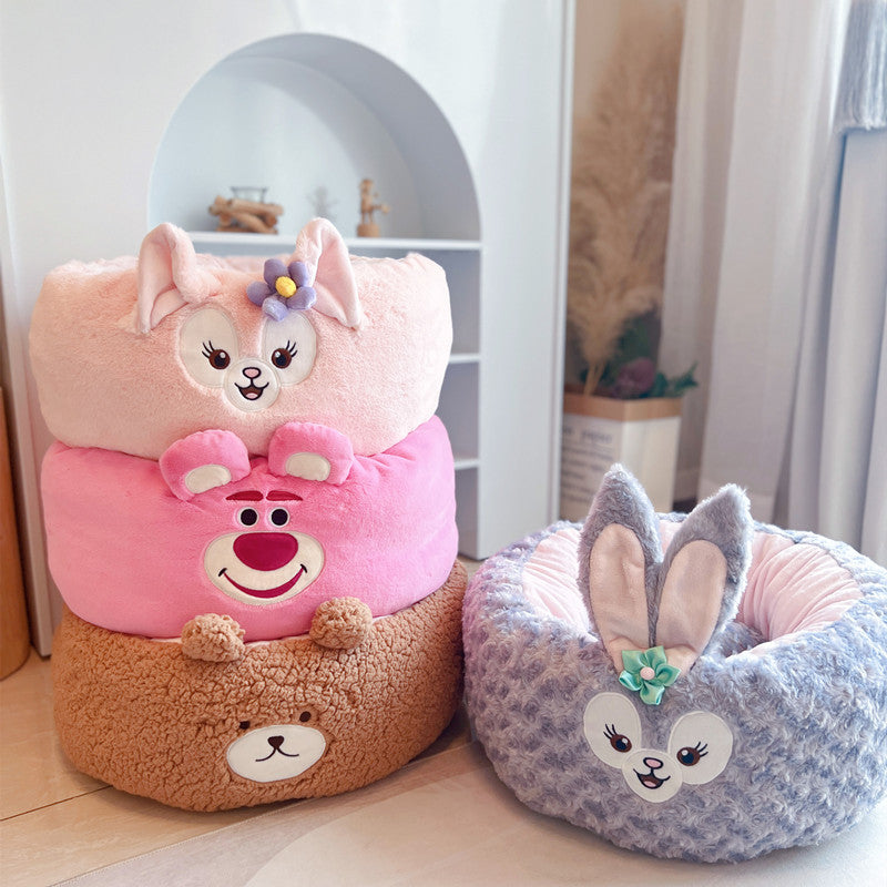 Plush Round Pet Bed Soft Cushion Four Seasons Universal Nest