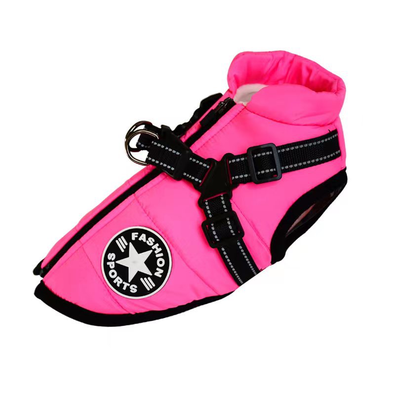 Waterproof Winter Pet Coat With Harness Warm Jacket