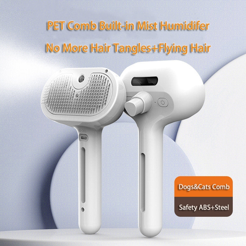 Self-Cleaning Pet Grooming Comb With Hair Remover And Mist