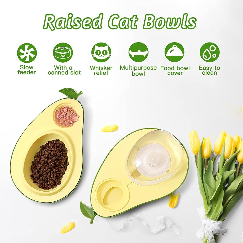 Avocado Shape Pet Automatic Water Bottle Slow Feeding Bowl