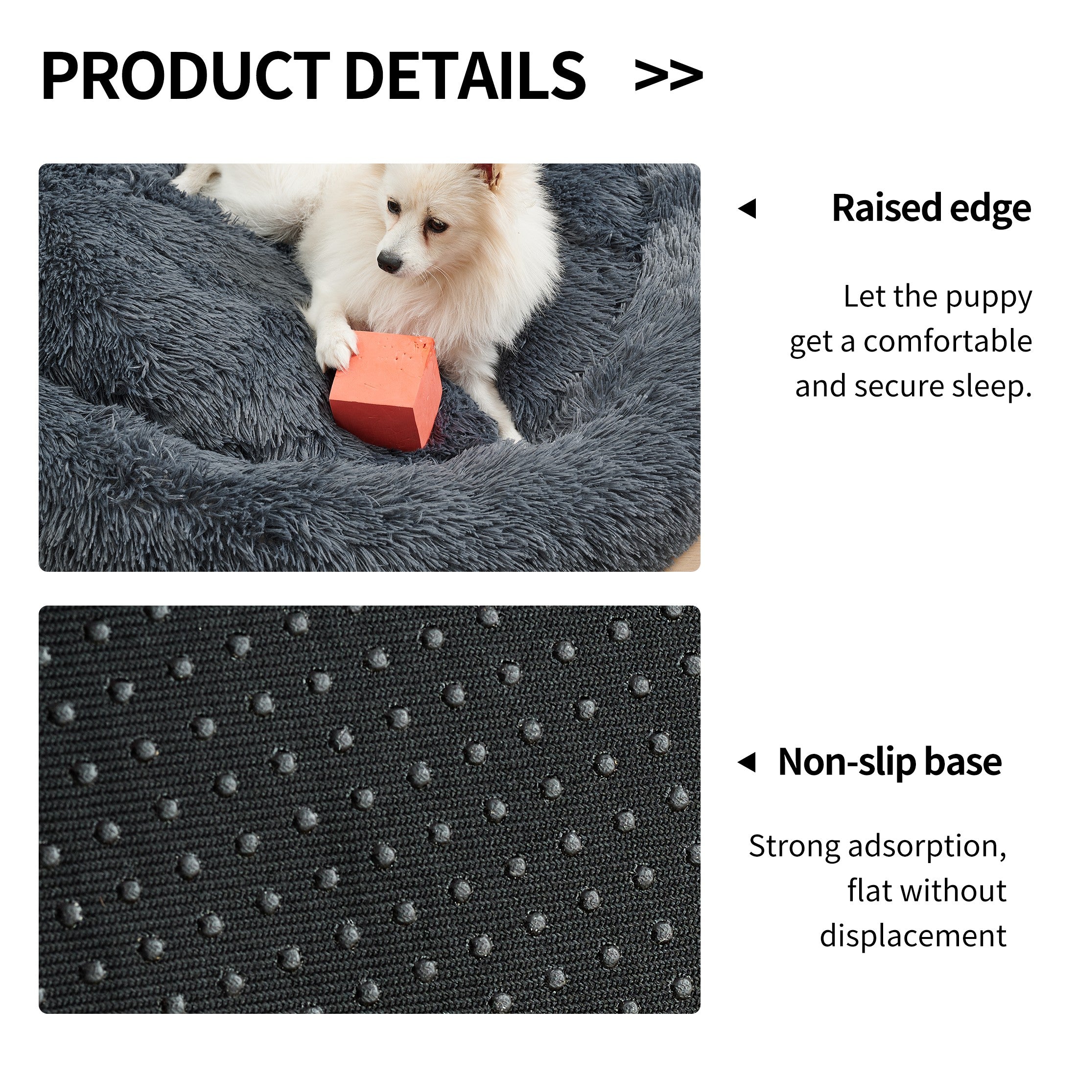Washable Round Pet Bed Soft Doughnut Cushion For Medium Pets