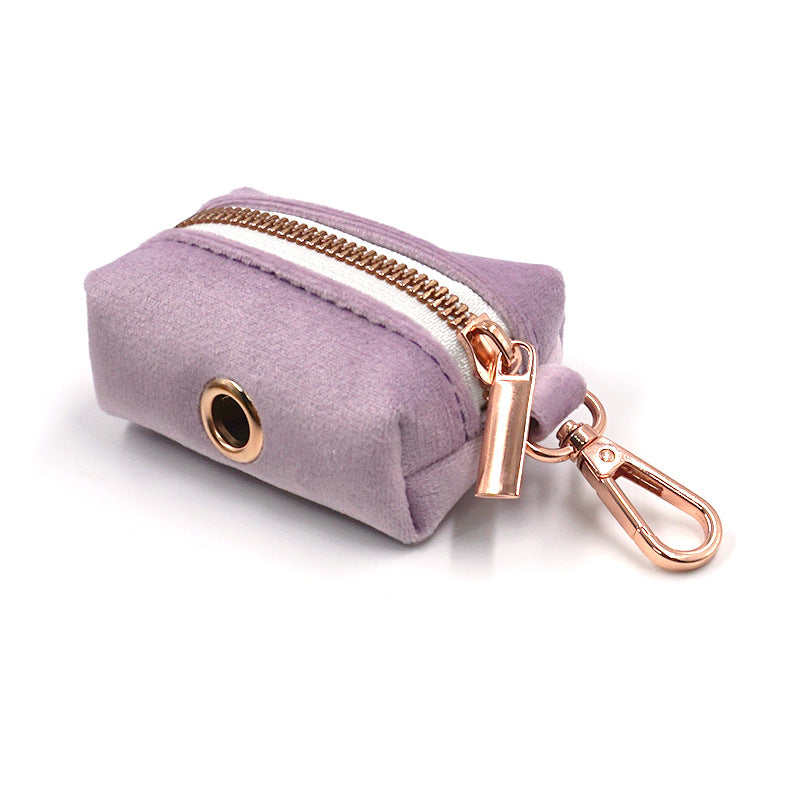 Dark Grey Velvet Pet Collar With Leash