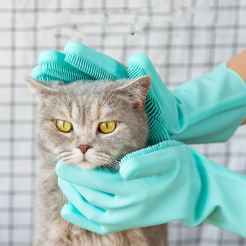 Silicone Pet Grooming Glove Hair Removal Bath Massage Brush