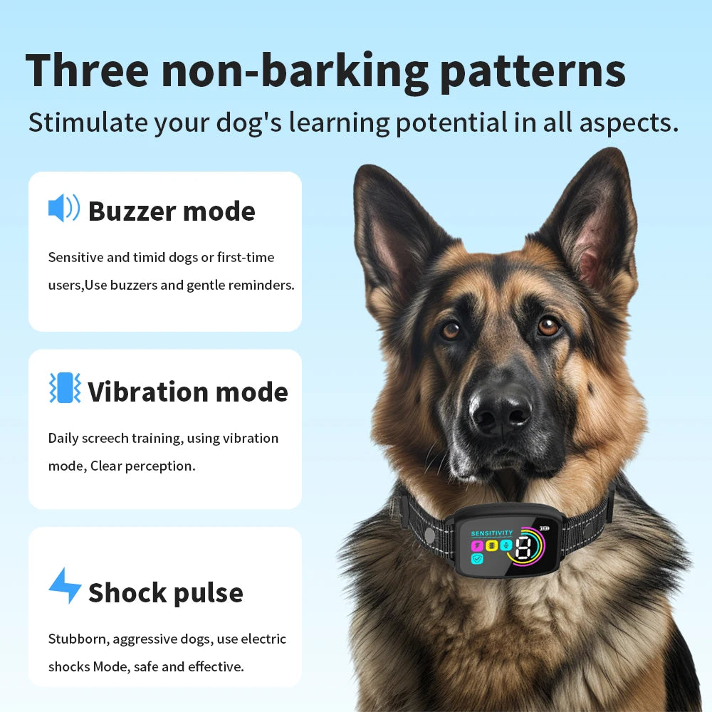 Smart Anti Barking Rechargeable Training Collar Waterproof HD Display