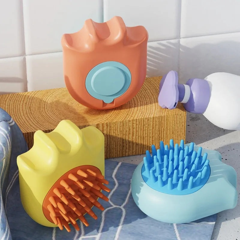 Pet Bath and Massage Brush with Shampoo Box Grooming Comb
