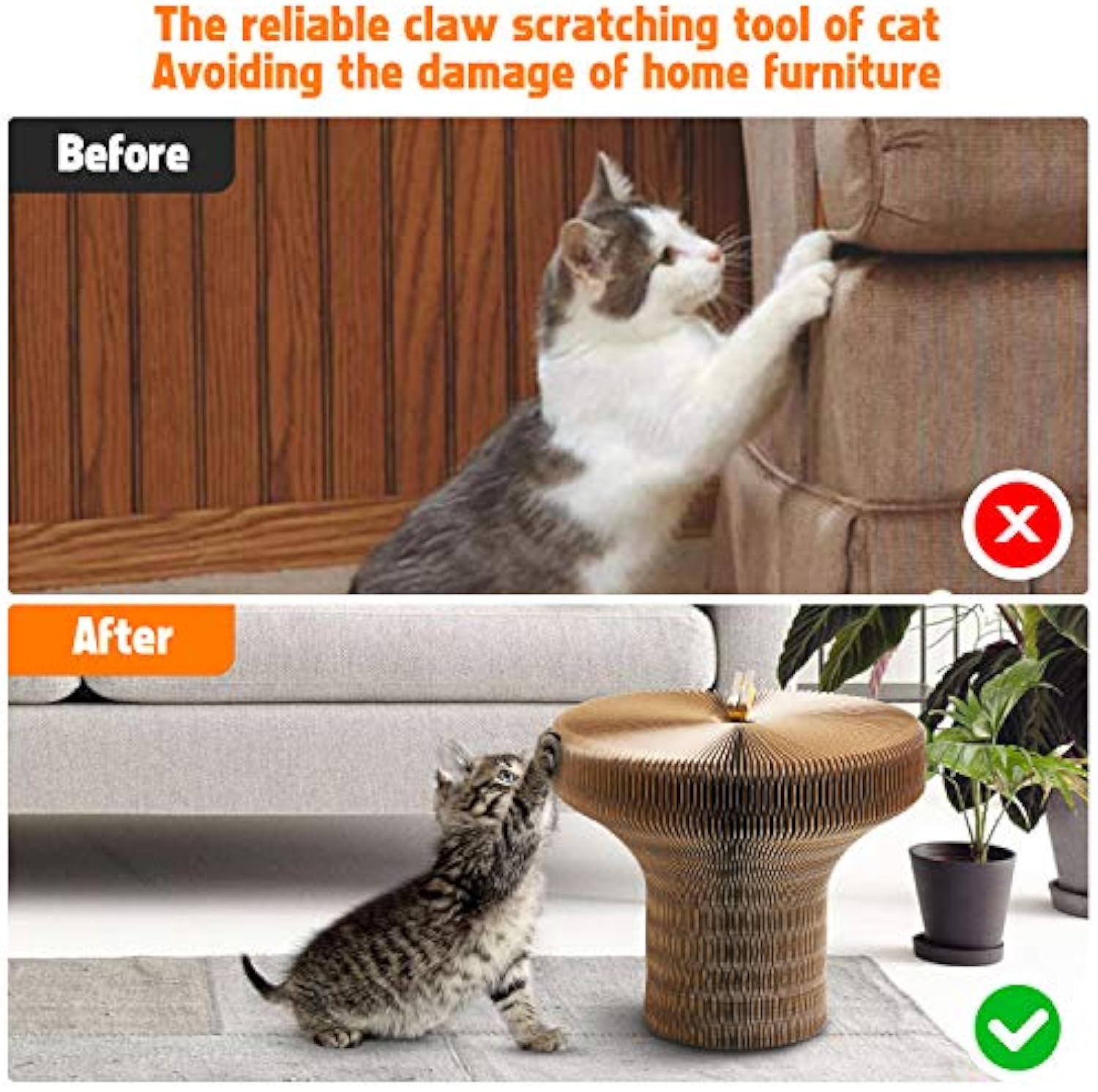 Collapsible Round Pet Scratcher Bed Cardboard Lounge Cushion Nest