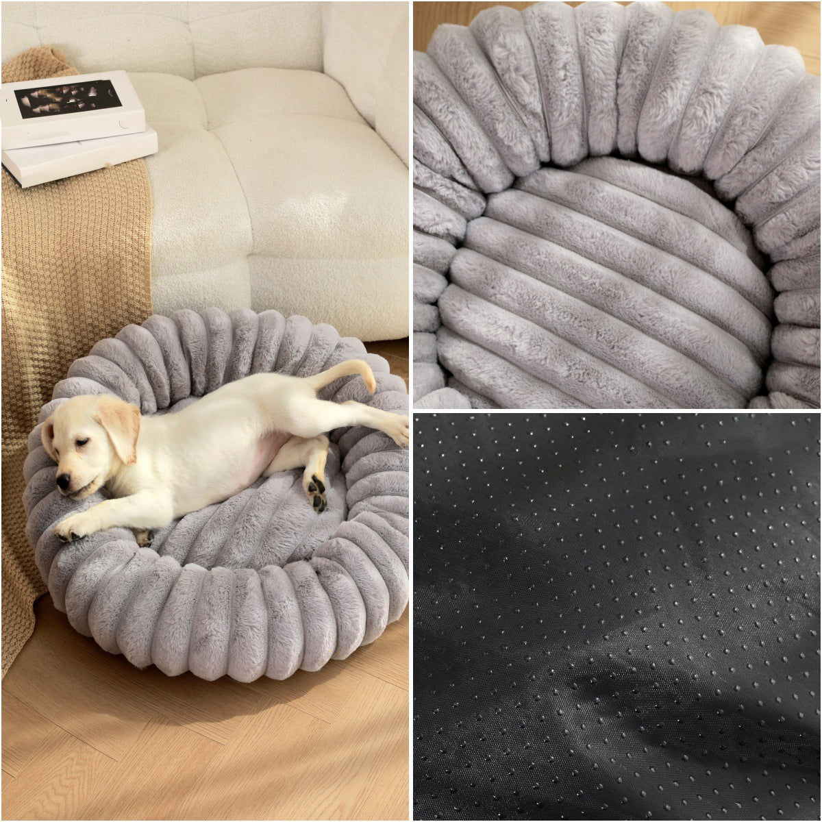 Plush Round Pet Bed Soft Warm Cushion Nest For Winter