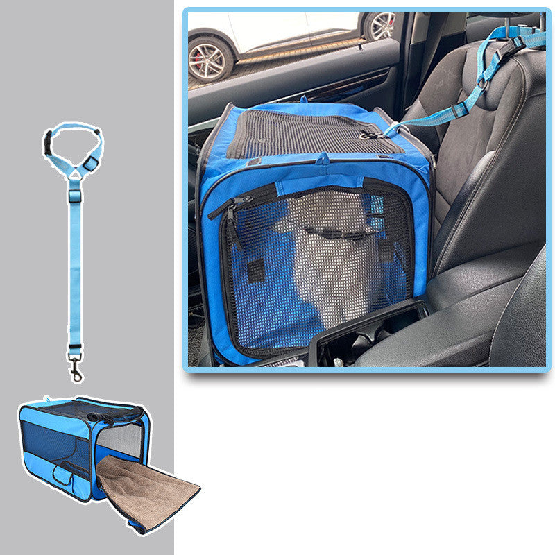 Portable Folding Pet Travel Carrier Bag With Safety Zippers